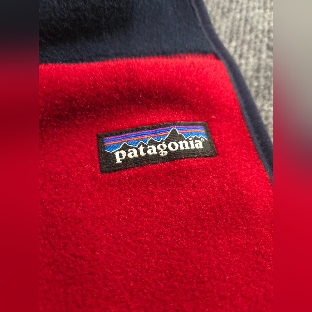 Patagonia Synchilla fleece Scarf Navy Blue And Red - Picture 3 of 8